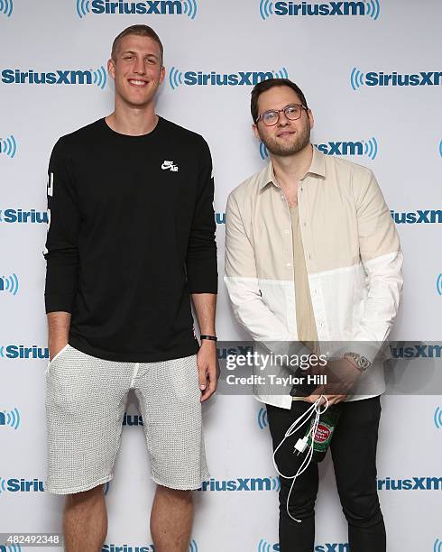 Mason Plumlee and Will Roush visit the SiriusXM Studios on July 30, 2015 in New York City.