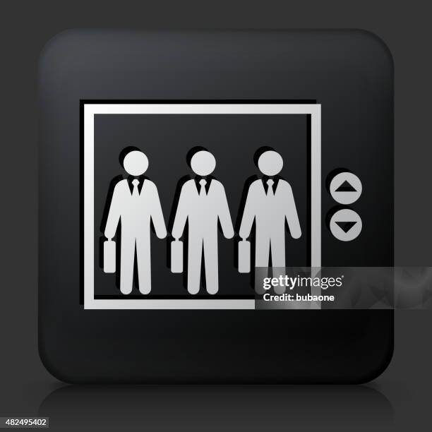 black square button with going to work - elevator buttons stock illustrations