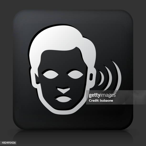 black square button with hearing loss - hearing problem stock illustrations
