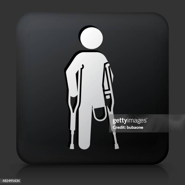 black square button with leg amputee - amputee stock illustrations