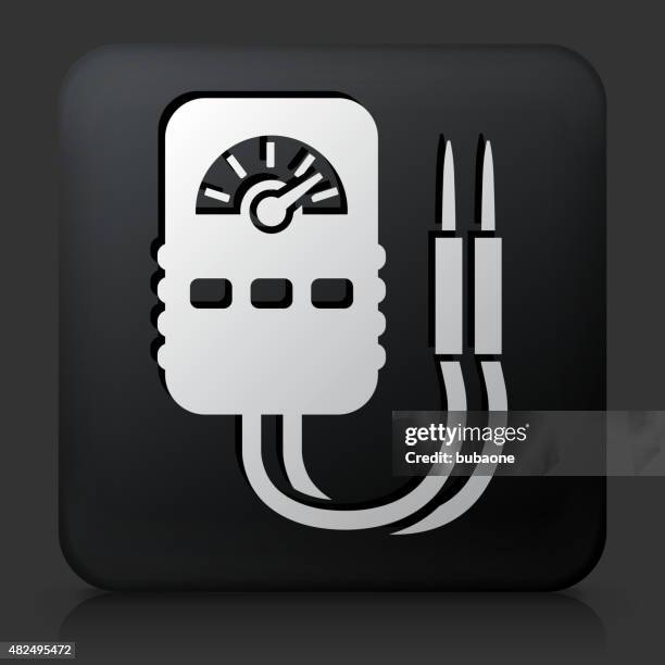 black square button with ammeter - electric meter stock illustrations