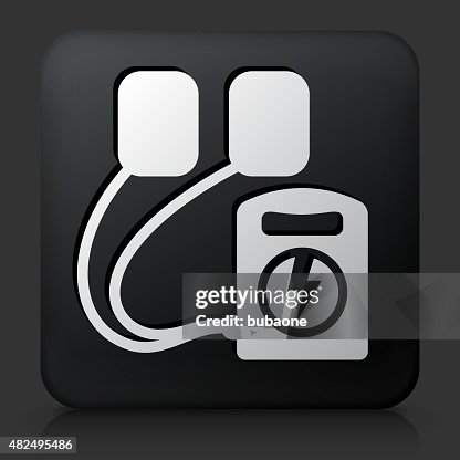 Black Square Button with Defibrillator Black Square Button with Defibrillator