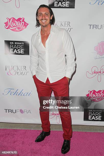 Personality Peter Madrigal attends Katie Maloney's Pucker and Pout launch party at Frederic Fekkai Hair Salon on July 30, 2015 in Beverly Hills,...