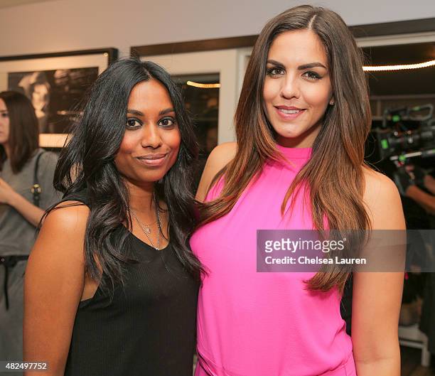 Jennifer Biswas and TV personality Katie Maloney attend Katie Maloney's Pucker and Pout launch party at Frederic Fekkai Hair Salon on July 30, 2015...