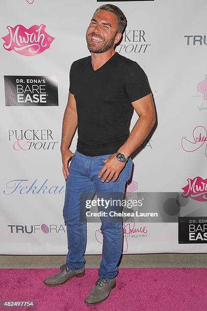 Personality Aleks Taldykin attends Katie Maloney's Pucker and Pout launch party at Frederic Fekkai Hair Salon on July 30, 2015 in Beverly Hills,...