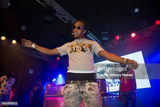 Takeoff and Quavo of Migos perform on July 30 in New York City.