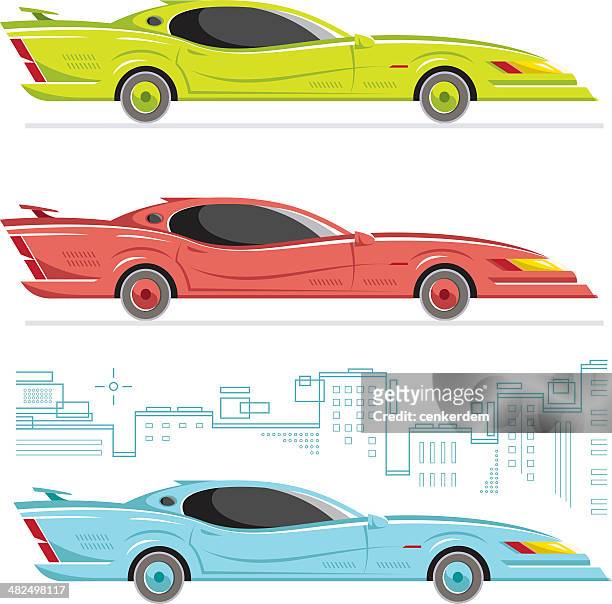 side view american - street racing stock illustrations