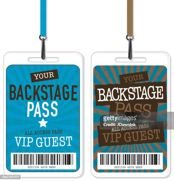 set of blue and brown backstage pass template designs - backstage passes stock illustrations