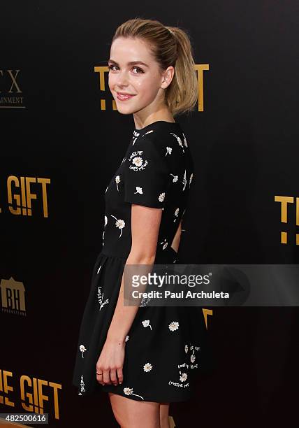 Actress Kiernan Shipka attends the premiere of "The Gift" at Regal Cinemas L.A. Live on July 30, 2015 in Los Angeles, California.