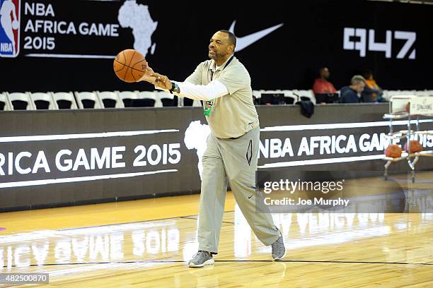 Head Coach Lionel Hollins of Team World during practice for the NBA Africa Game 2015 as part of Basketball Without Borders on July 31, 2015 at the...