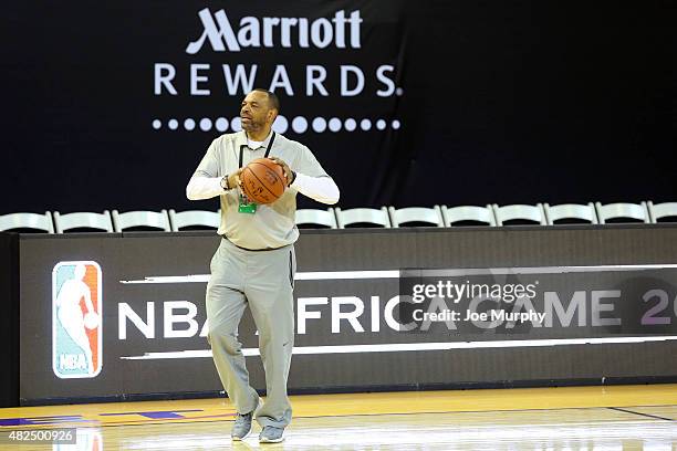 Head Coach Lionel Hollins of Team World during practice for the NBA Africa Game 2015 as part of Basketball Without Borders on July 31, 2015 at the...