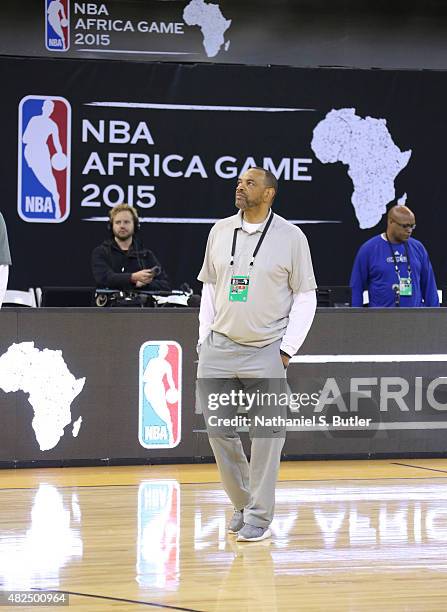 Head Coach Lionel Hollins of Team World during practice for the NBA Africa Game 2015 as part of Basketball Without Borders on July 31, 2015 at the...