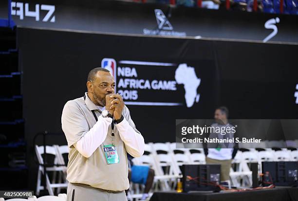 Head Coach Lionel Hollins of Team World during practice for the NBA Africa Game 2015 as part of Basketball Without Borders on July 31, 2015 at the...