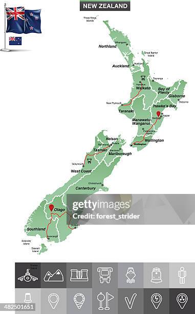 new zealand map - new zealand map stock illustrations