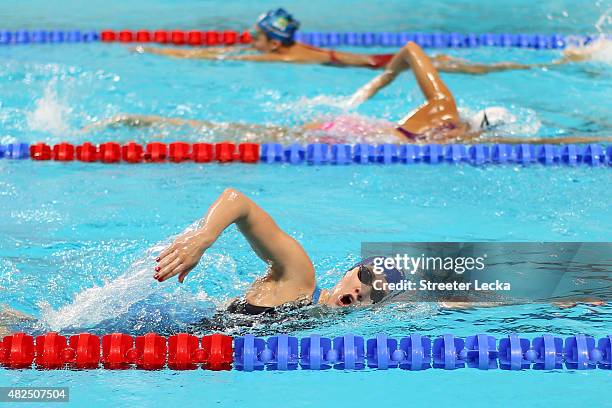 Jemma Lowe of Great Britain trains on day seven of the 16th FINA World Championships at the Kazan Arena on July 31, 2015 in Kazan, Russia.