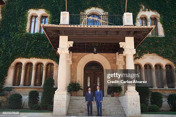 King Felipe VI of Spain receives Major of Palma de Mallorca Jose Francisco Hila Vargas at the Marivent Palace on July 31, 2015 in Palma de Mallorca,...