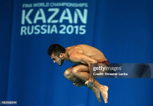 Ivan Garcia Navarro of Mexico competes in the 3m Springboard/10m Platform Team Diving Final on day five of the 16th FINA World Championships at the...