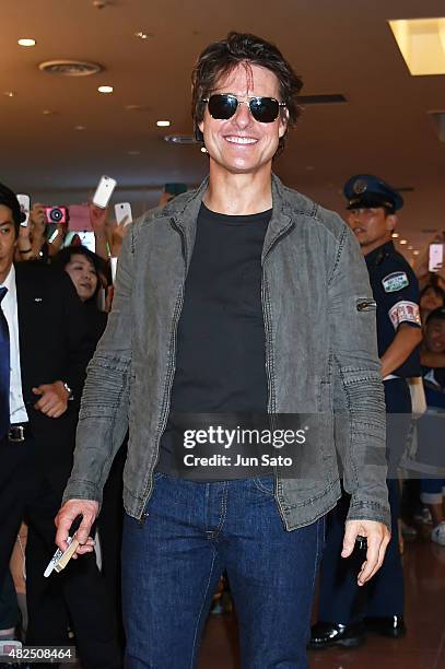 Tom Cruise arrives in support of the 'Mission: Impossible - Rogue Nation' World Press Tour at Haneda Airport on July 31, 2015 in Tokyo, Japan.