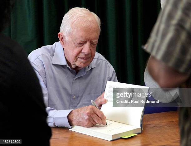 Jimmy Carter at a book signing for "A Full Life: Reflections At Ninety" at Vroman's Bookstore on July 30, 2015 in Pasadena, California.