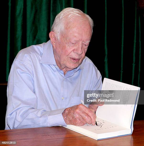 Jimmy Carter at a book signing for "A Full Life: Reflections At Ninety" at Vroman's Bookstore on July 30, 2015 in Pasadena, California.