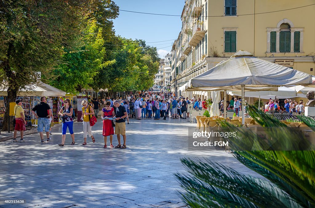 Tourists in Corfu Town