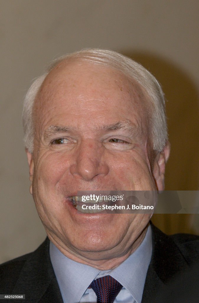 Senator John McCain (R-AZ) speaks with the media before the...