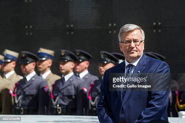 President Bronislaw Komorowski after speech to Warsaw's Insurgents on July 31, 2015 at Freedom Park at the Warsaw Uprising Museum in Warsaw, Poland....
