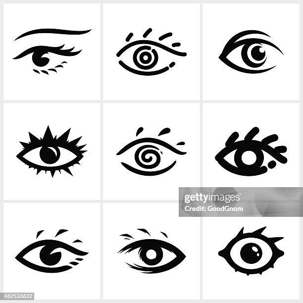 eye icon set - eyelashes stock illustrations