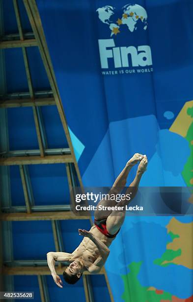 Rommel A. Pacheco Marrufo of Mexico competes in the Men's 3m Springboard Diving Final on day seven of the 16th FINA World Championships at the...