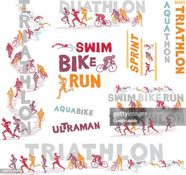stockillustraties, clipart, cartoons en iconen met scribbled triathlon events - triathlon