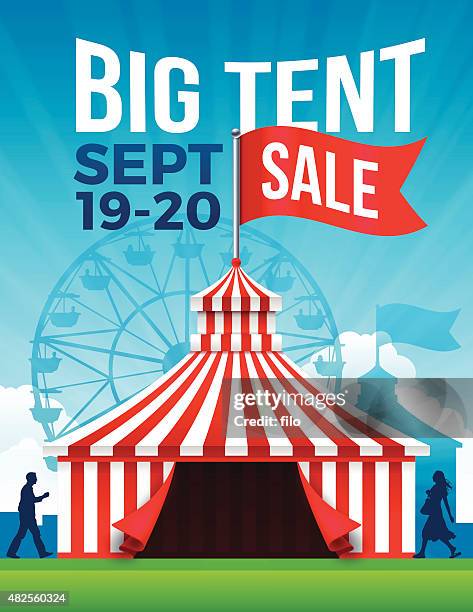 ilustrações, clipart, desenhos animados e ícones de grande tenda venda - fairground