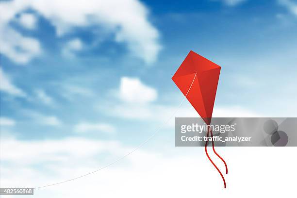 ilustrações, clipart, desenhos animados e ícones de voando kite - papagaio