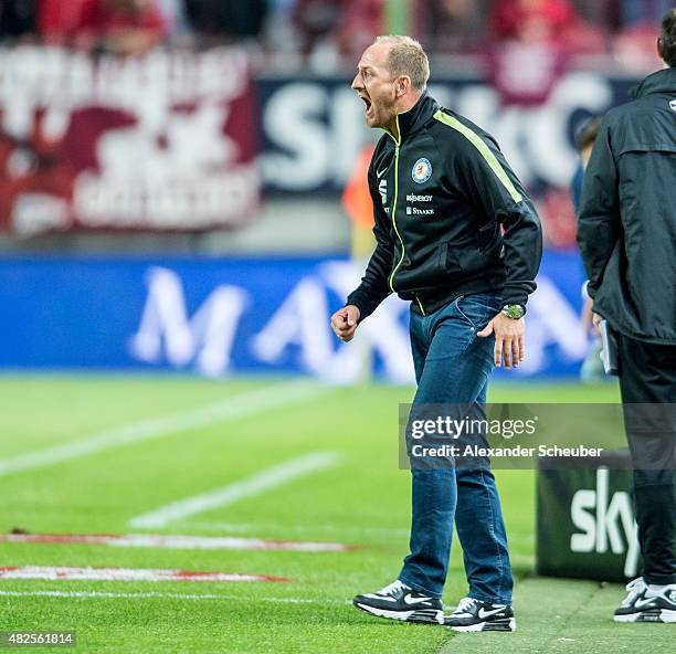 Headcoach Torsten Lieberknecht is angry during the 2. Bundesliga match between 1. FC Kaiserslautern and Eintracht Braunschweig at...