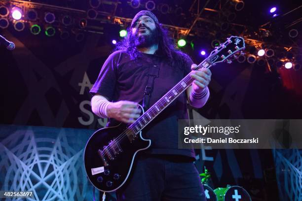 Steve and Righ? of Mindless Self Indulgence performs on stage at House Of Blues Chicago on April 3, 2014 in Chicago, United States.