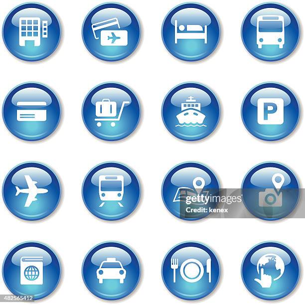 crystal icons set | travel - ferry terminal stock illustrations