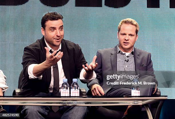 Executive producer/actor David Krumholtz and co-producer/actor Ricky Mabe speak onstage during the 'Gigi Does It' panel discussion at the AMC/IFC...