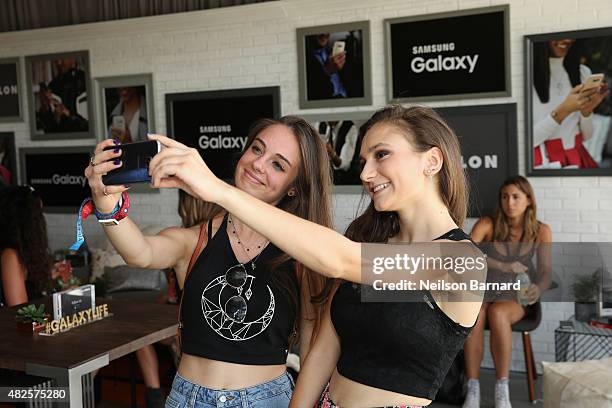 Guests enjoy the Samsung Galaxy Artist Lounge during Lollapalooza 2015 at Grant Park on July 31, 2015 in Chicago, Illinois.