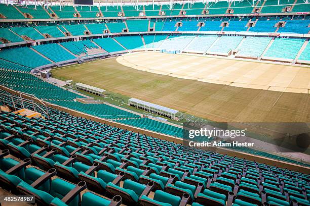 the inside of arena fonte nova with empty seats. - upperdeck view stock pictures, royalty-free photos & images