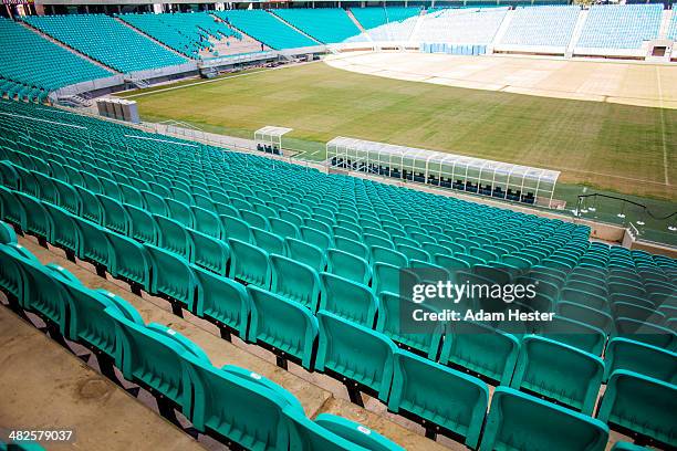 the inside of arena fonte nova with empty seats. - upperdeck view stock pictures, royalty-free photos & images