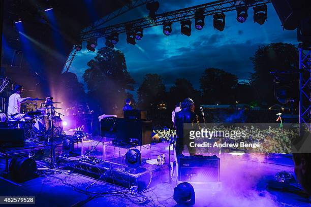 Freddie Cowan, Justin Hayward-Young, Pete Robertson and Arni Amason of The Vaccines performs on the Main Stage at Kendal Calling Festival on July 31,...