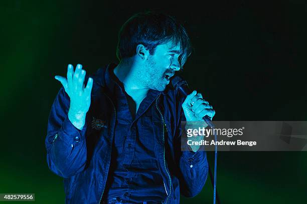 Justin Hayward-Young of The Vaccines performs on the Main Stage at Kendal Calling Festival on July 31, 2015 in Kendal, United Kingdom.