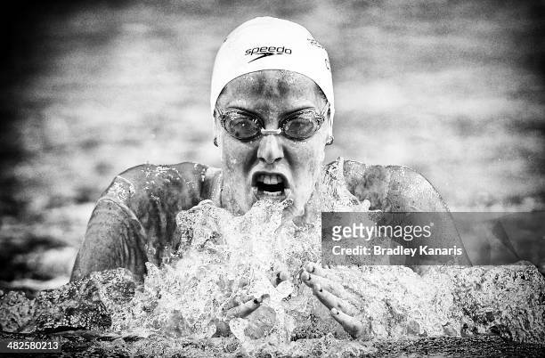 Alicia Coutts competes in the final of the Womens 200 metre Individual Medley event during the 2014 Australian Swimming Championships at Brisbane...
