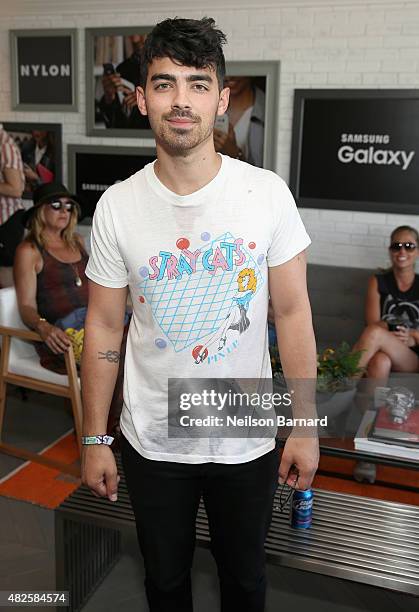 Joe Jonas poses at the Samsung Galaxy Artist Lounge during Lollapalooza 2015 at Grant Park on July 31, 2015 in Chicago, Illinois.