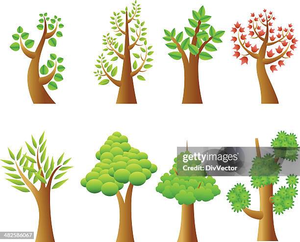 tree icon set - tall tree stock illustrations