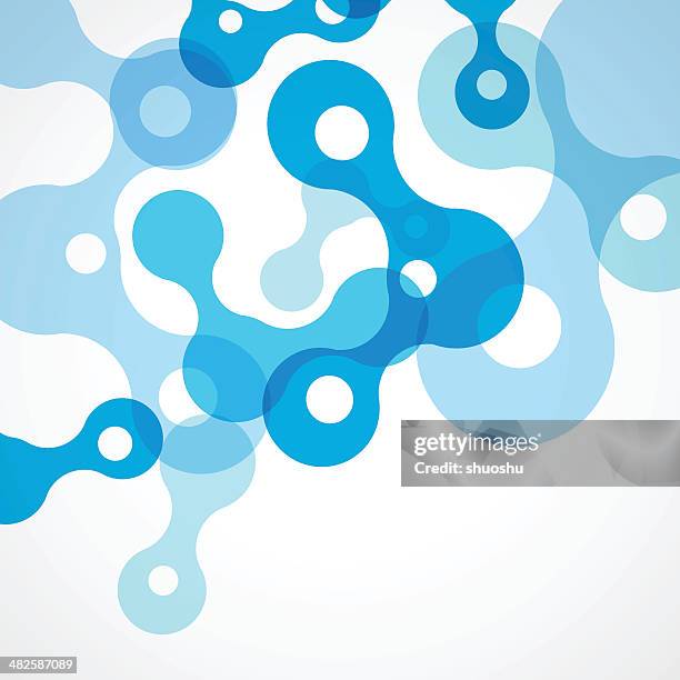 abstract blue biotechnology shape - chemical process icon stock illustrations