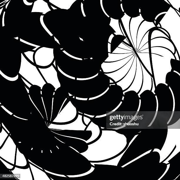 abstract black and white floral shape background - baroque stock illustrations