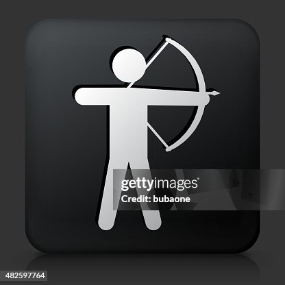 Black Square Button with Archery Icon Black Square Button with Archery Icon
