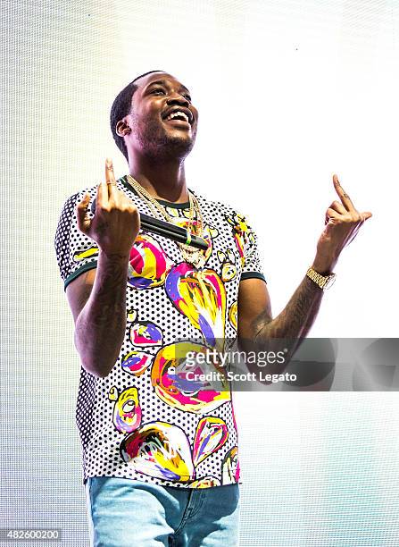 Rapper Meek Mill performs at DTE Energy Center during The Pinkprint Tour on July 31, 2015 in Clarkston, Michigan.
