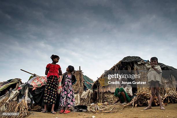 Provisional tents for non-registered refugees have been set up on top of an earth mound in the IDP refugee camps of Sittwe which proves to be quite...