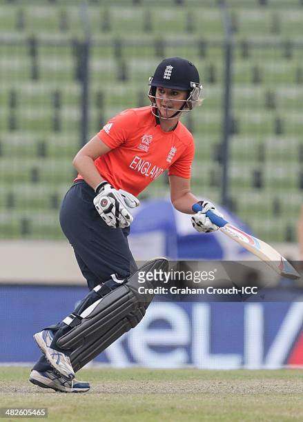 Charlotte Edwards of England batting during the England Women v South Africa Women at Sher-e-Bangla Mirpur Stadium during the ICC World Twenty20...